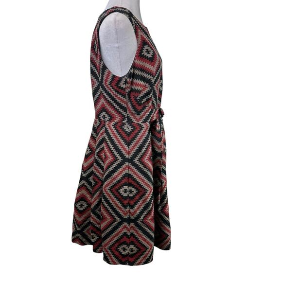 Anthropologie Eva Franco A Line Geometric Patterned Dress Red and Black Size 10 - Picture 5 of 11